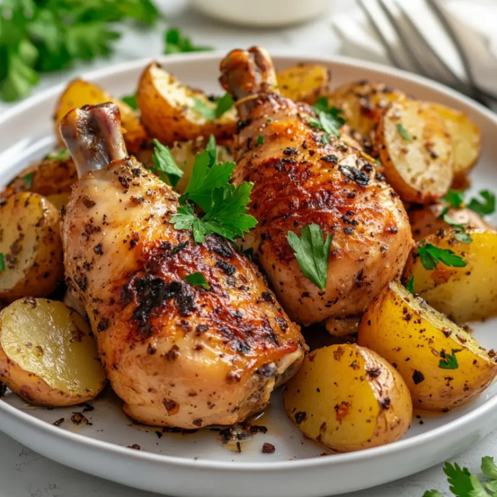 Easy Crockpot Chicken and Potatoes Recipe 15 Finished Crockpot Chicken and Potatoes with parsley