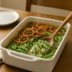 Durkee String Bean Casserole: Crispy, Irresistibly Creamy, and Full of Comfort 11 Full Durkee string bean casserole on dining table