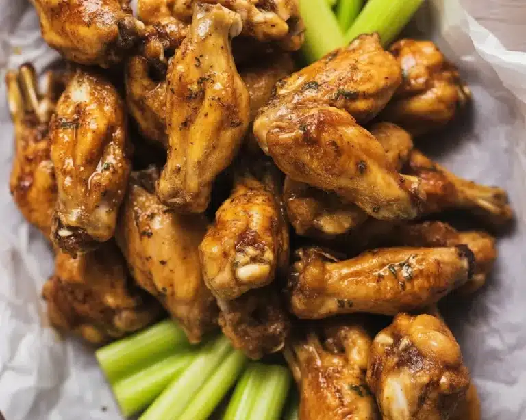 Super crispy garlic parmesan wings served with a side of dipping sauce.