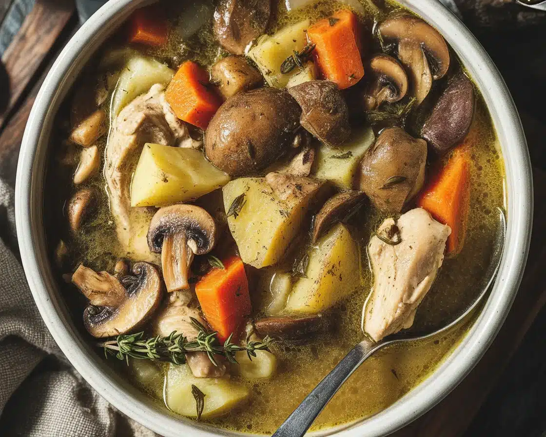 Low carb chicken stew with vegetables in a bowl, perfect for healthy diets.
