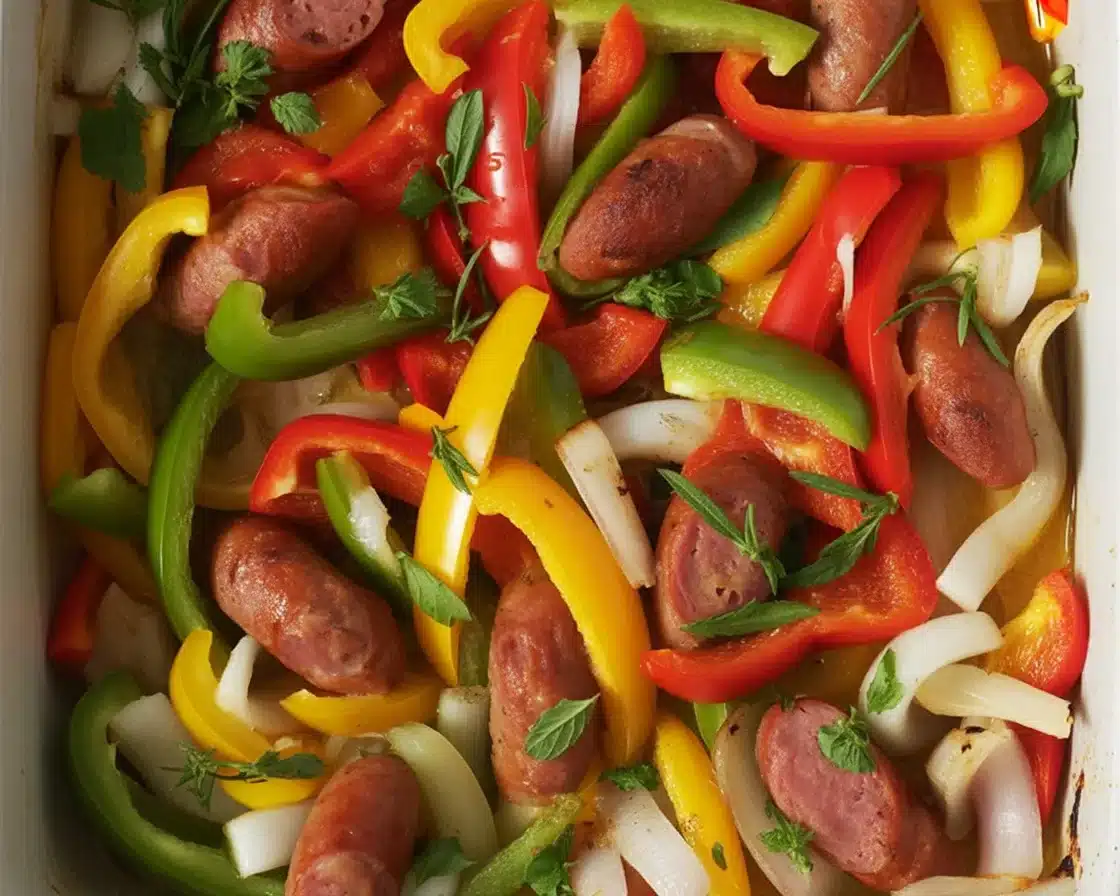 Delicious Italian sausage and peppers dish cooked with onions and garlic