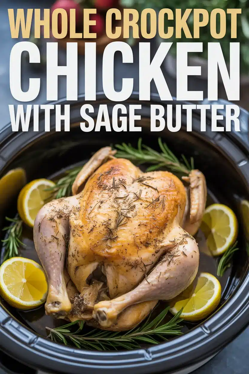 Whole Crockpot Chicken with Sage Butter