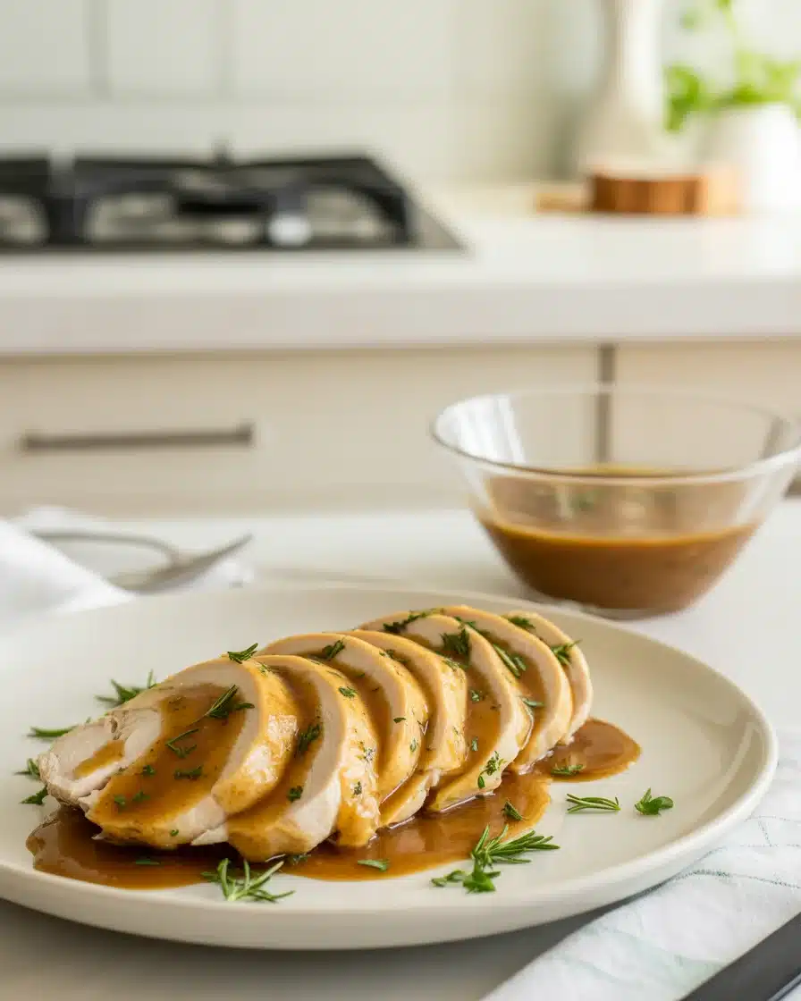 Juicy Slow Cooker Turkey Breast with Rosemary Gravy
