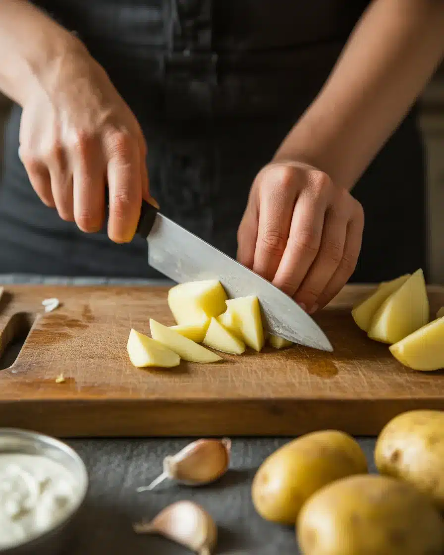 Slow Cooker Cheesy Garlic Scalloped Potatoes (Holiday Side)