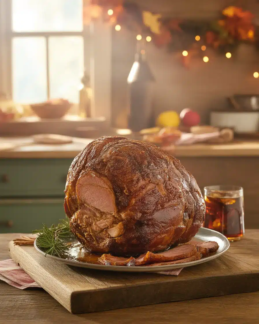 Cola-Braised Christmas Gammon with Sticky Ginger Glaze