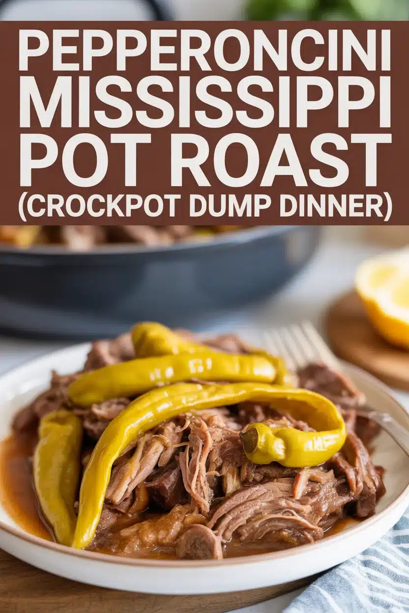 Pepperoncini Mississippi Pot Roast (Crockpot Dump Dinner)
