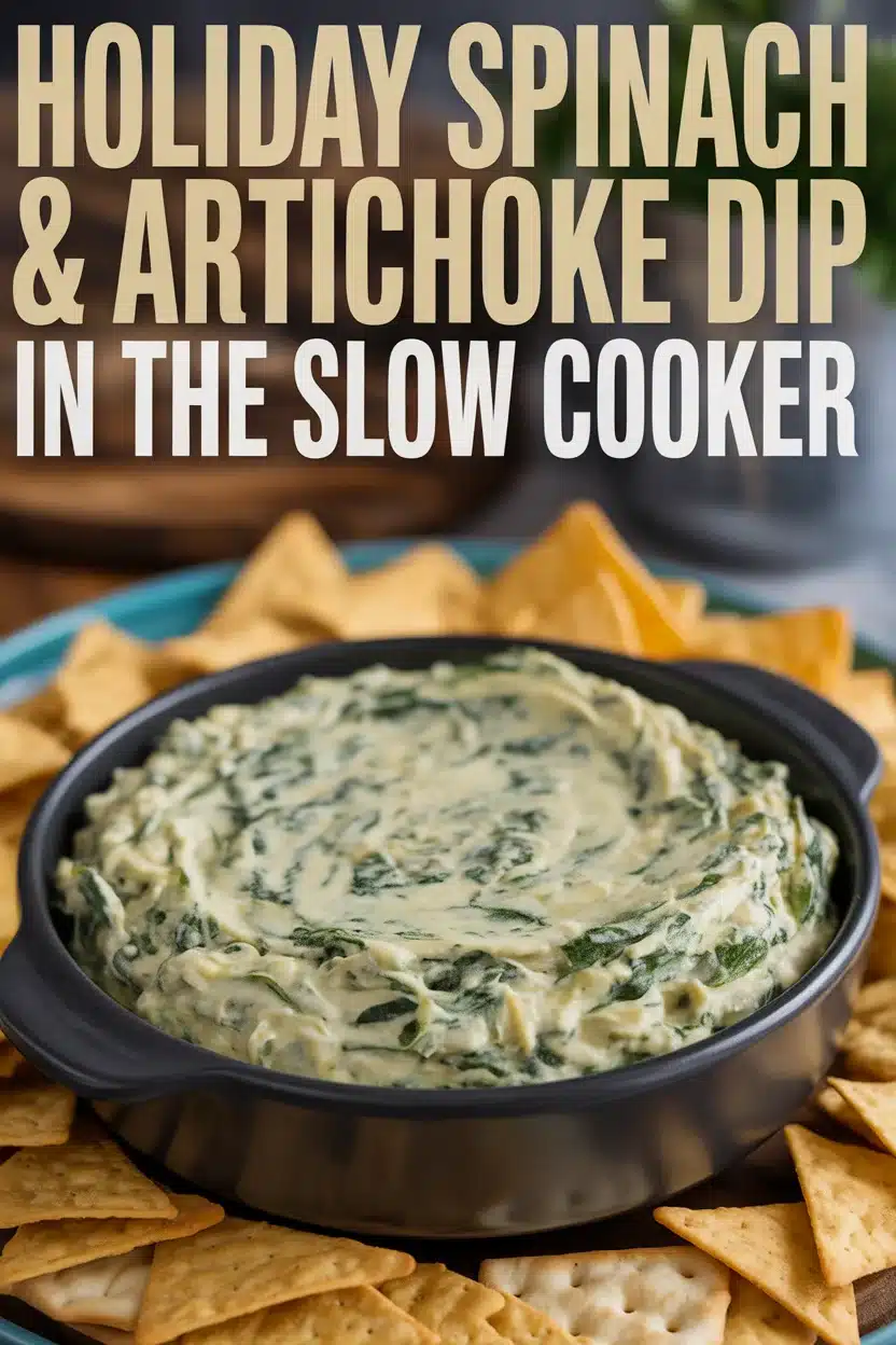 Holiday Spinach & Artichoke Dip in the Slow Cooker
