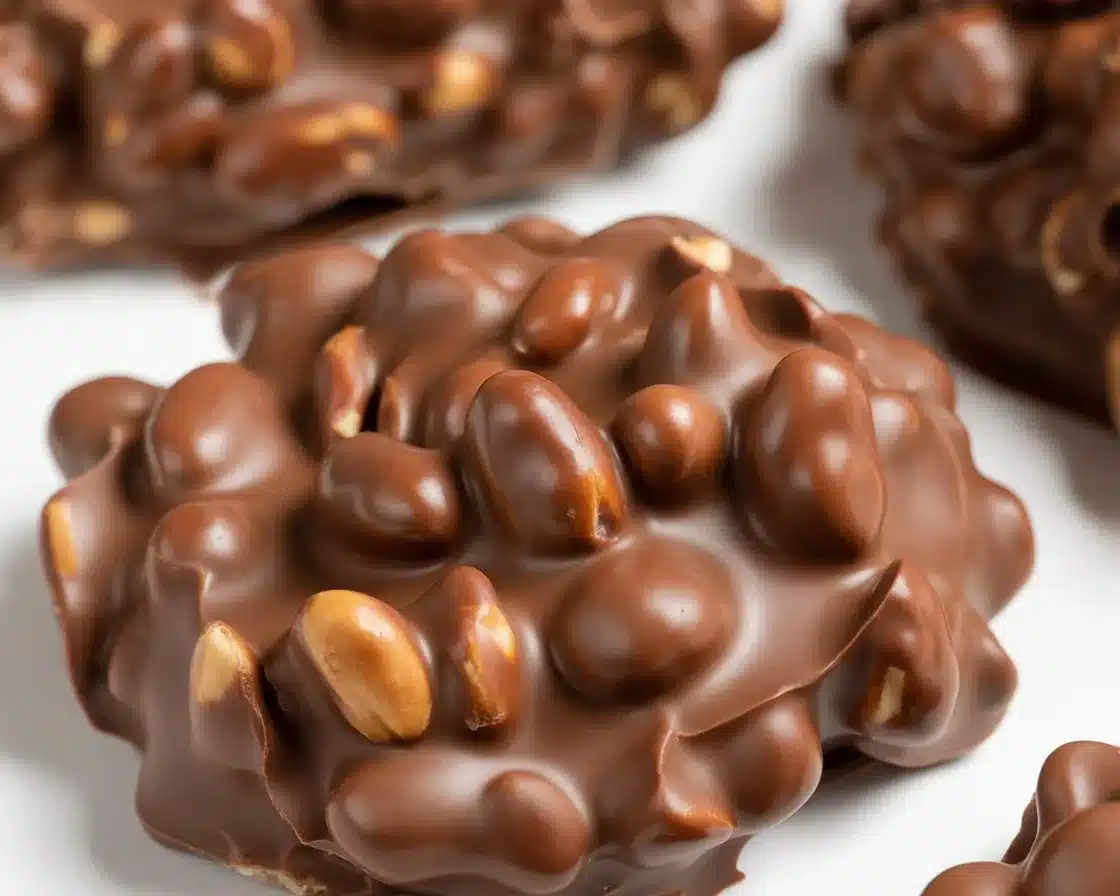 Delicious chocolate peanut clusters made in a crock pot with simple ingredients.