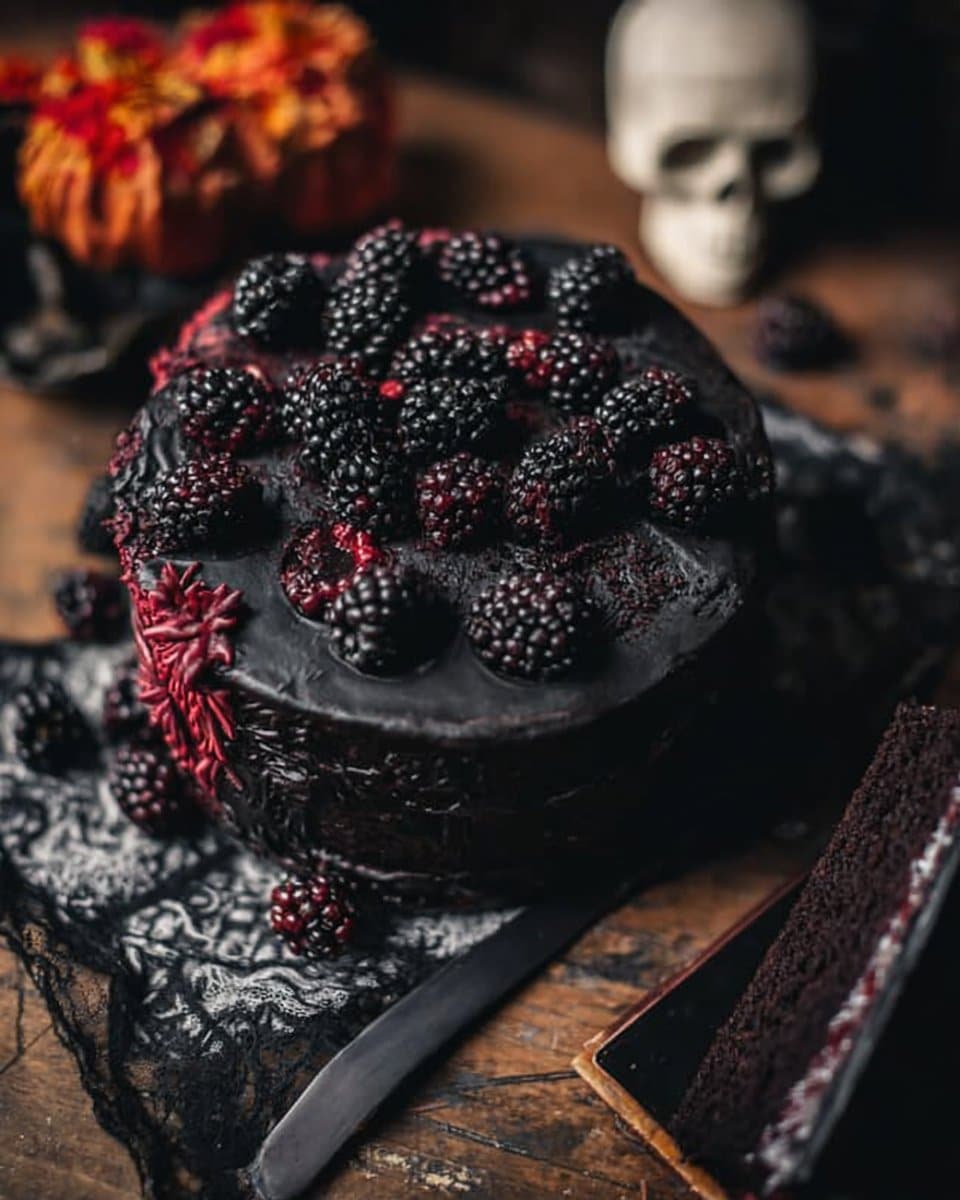 Spooky Black Velvet Halloween Cake