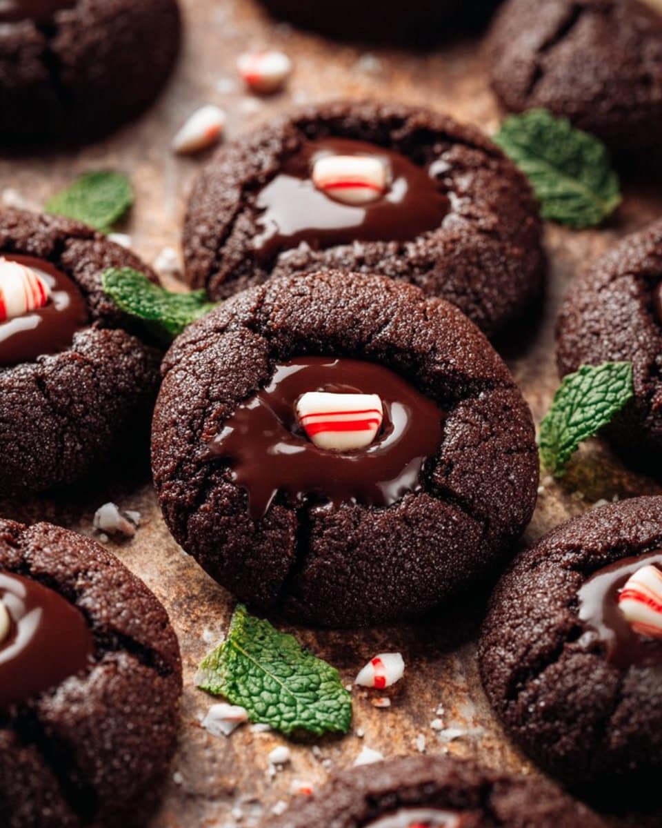 Fudgy Dark Chocolate Cookies with Peppermint Centers