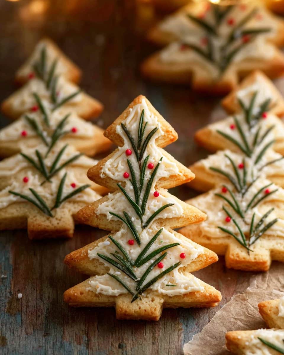 Rosemary Shortbread Christmas Tree Cookies