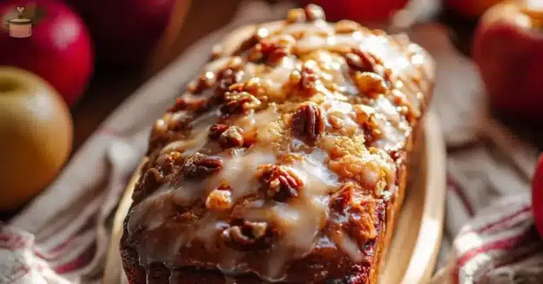 Homemade Amish Apple Fritter Bread with apples and cinnamon