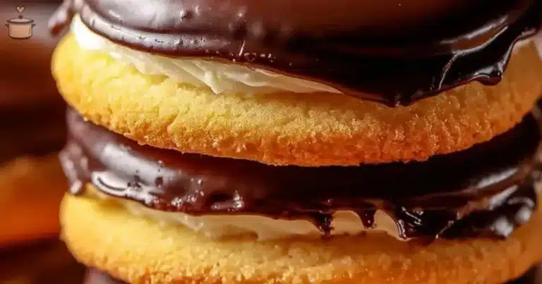 Boston Cream Pie Cookies with chocolate frosting and creamy filling