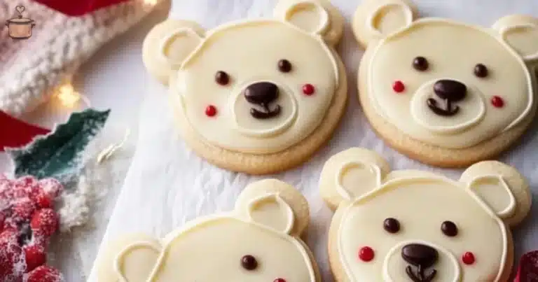 Decorative buttercream polar bear cookies for winter celebrations