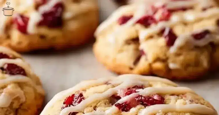 Chewy cranberry orange cookies on a festive plate, ideal for Christmas dessert.