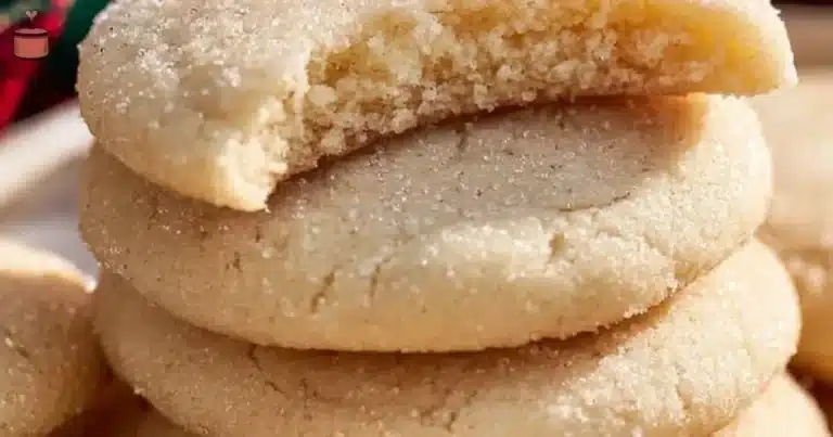 Freshly baked chewy sugar cookies on a plate