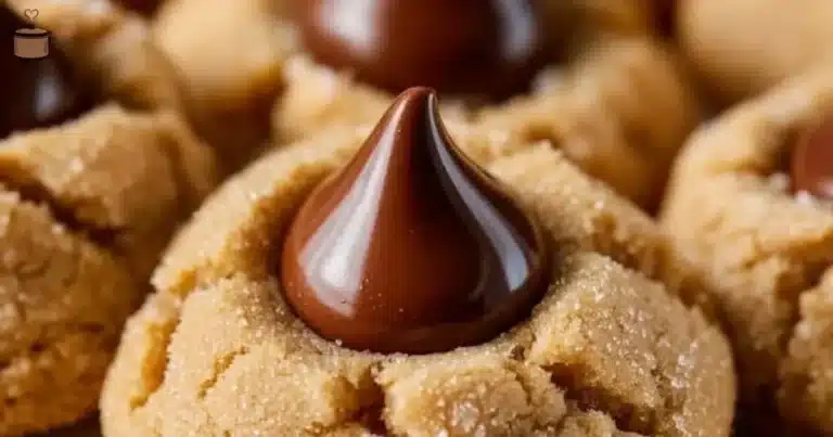 Classic Peanut Butter Blossoms cookies with chocolate kisses