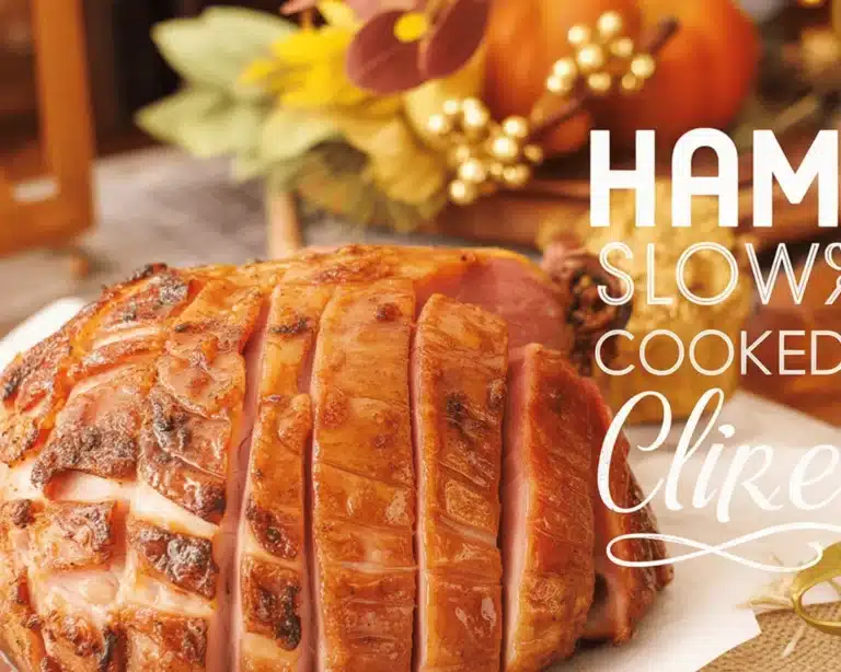 Tender slow cooker cola gammon with a honey mustard glaze.