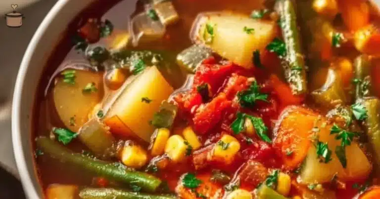 A delicious bowl of easy vegetable soup with fresh vegetables