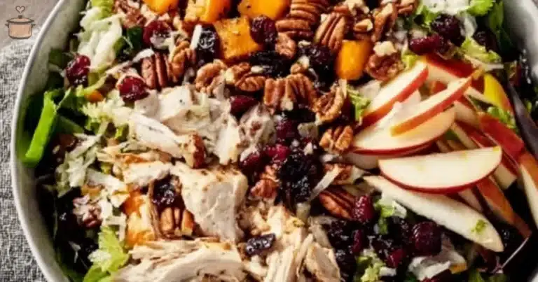 Vibrant fall harvest salad with seasonal vegetables and fruits