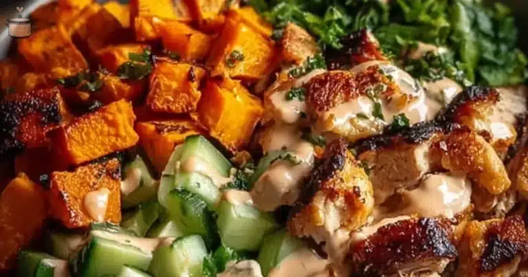 Fresh grilled chicken salad with mixed greens and vegetables