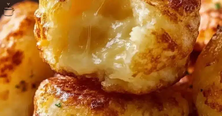 Delicious Mashed Potato Cheese Puffs on a serving plate.