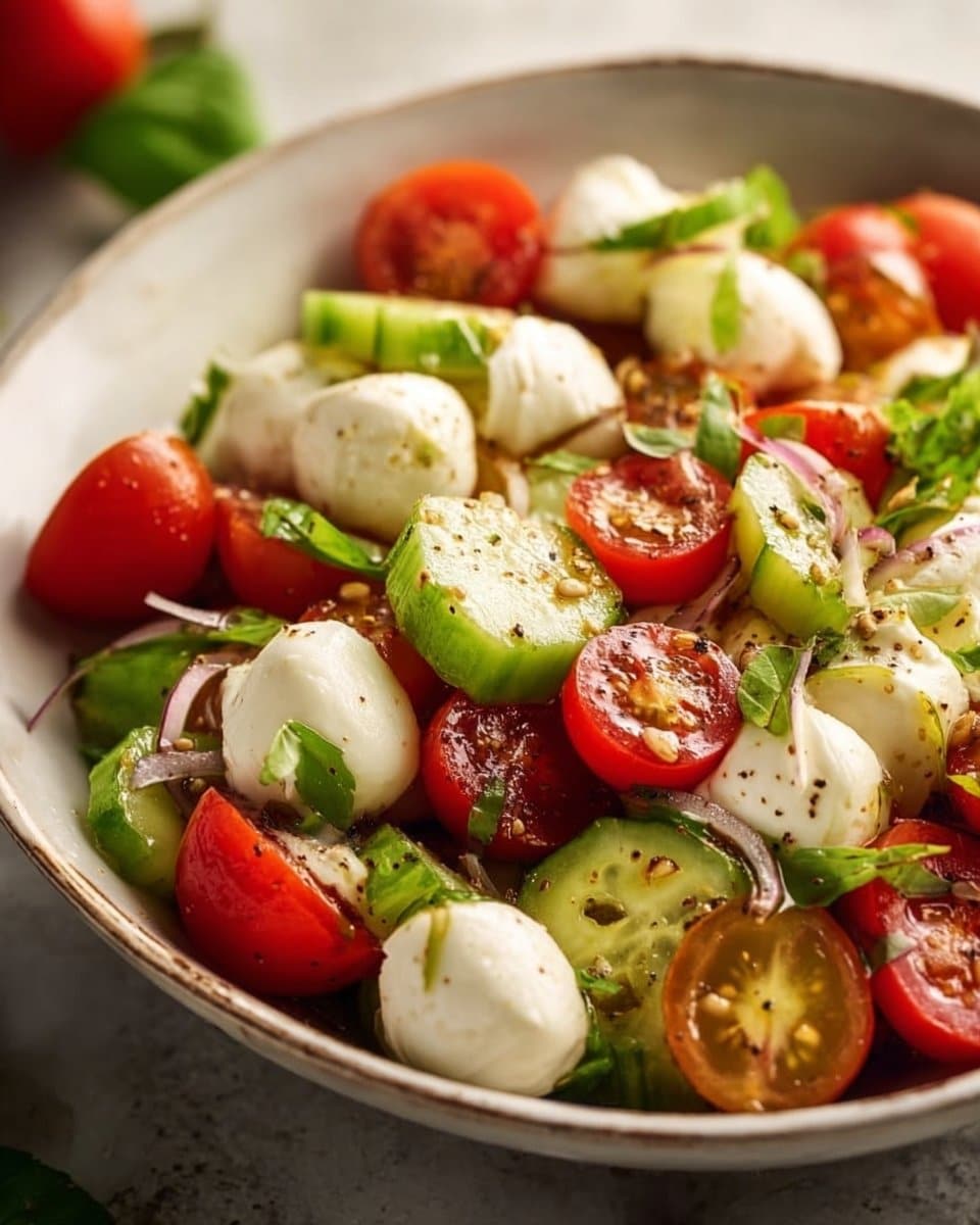 Juicy Cucumber Caprese Salad