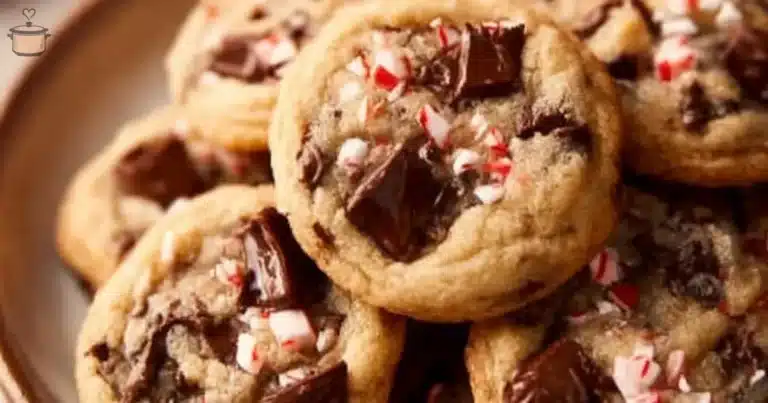 Delicious peppermint chocolate chip cookies on a festive plate