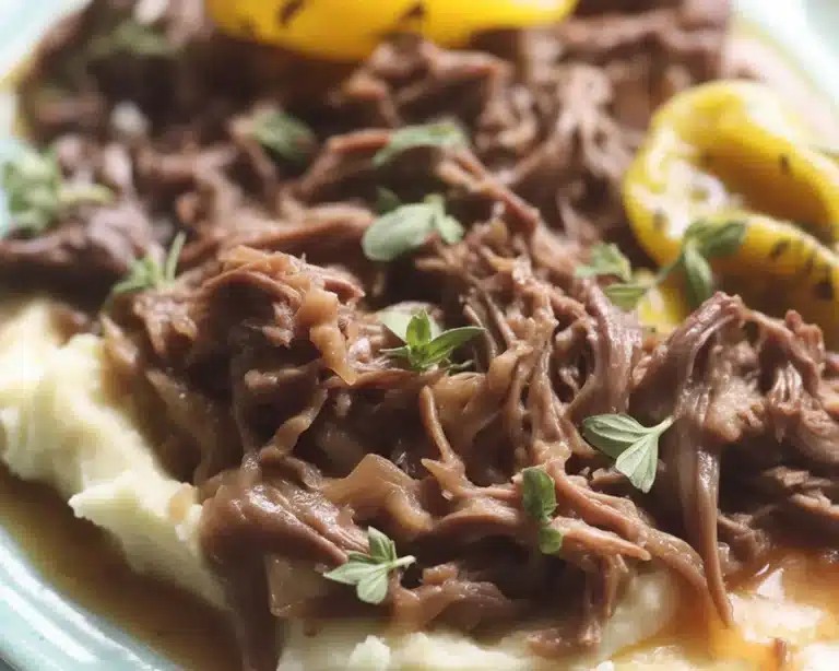 Delicious Mississippi Pot Roast served with sides in a slow cooker.