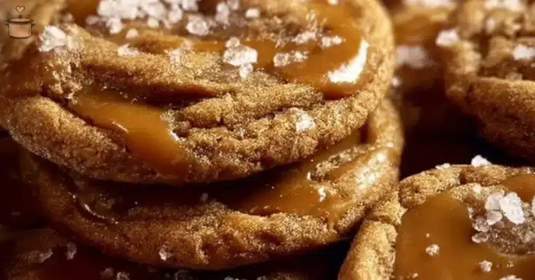 Delicious salted caramel cookies freshly baked on a cooling rack.