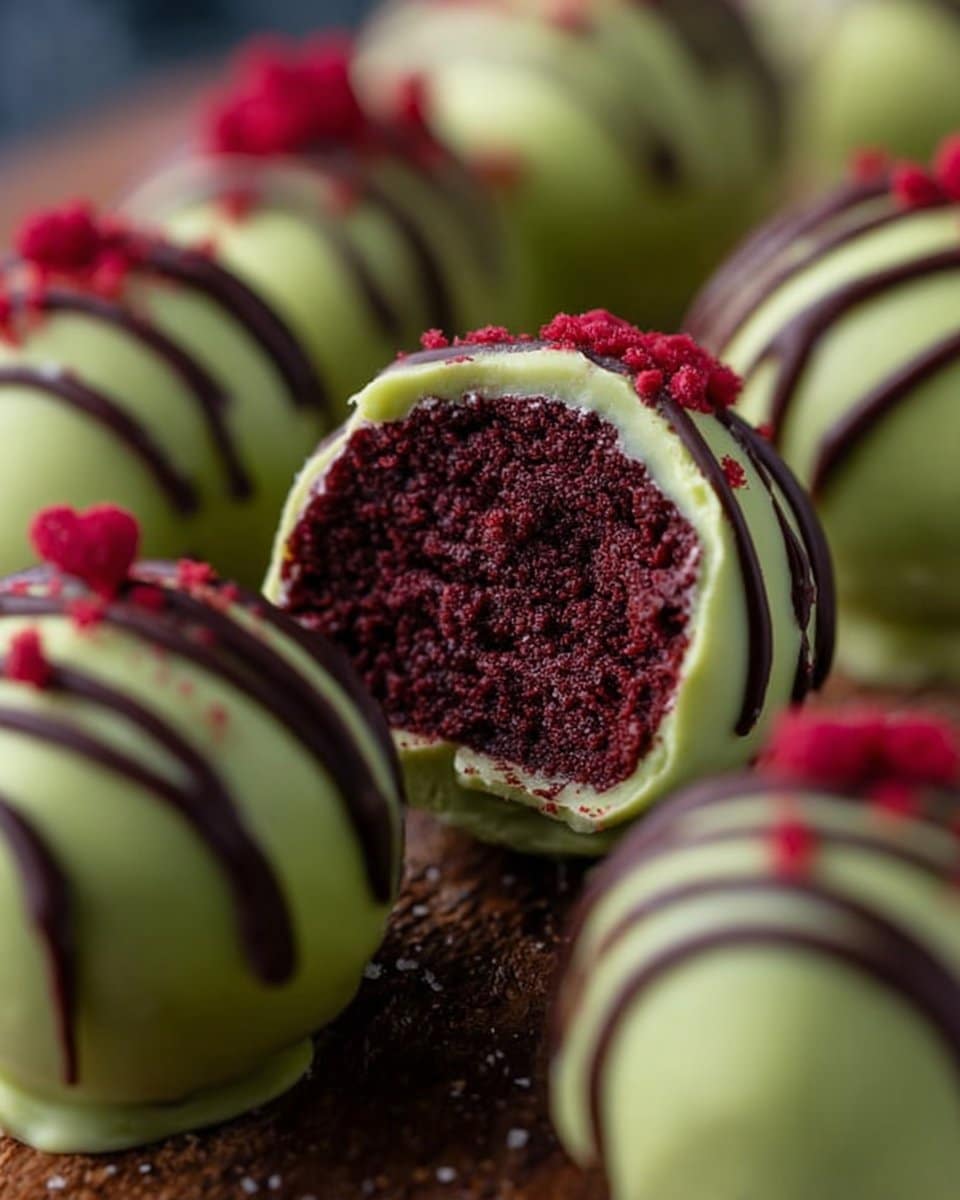 Grinch Oreo Balls with Red Velvet Oreos
