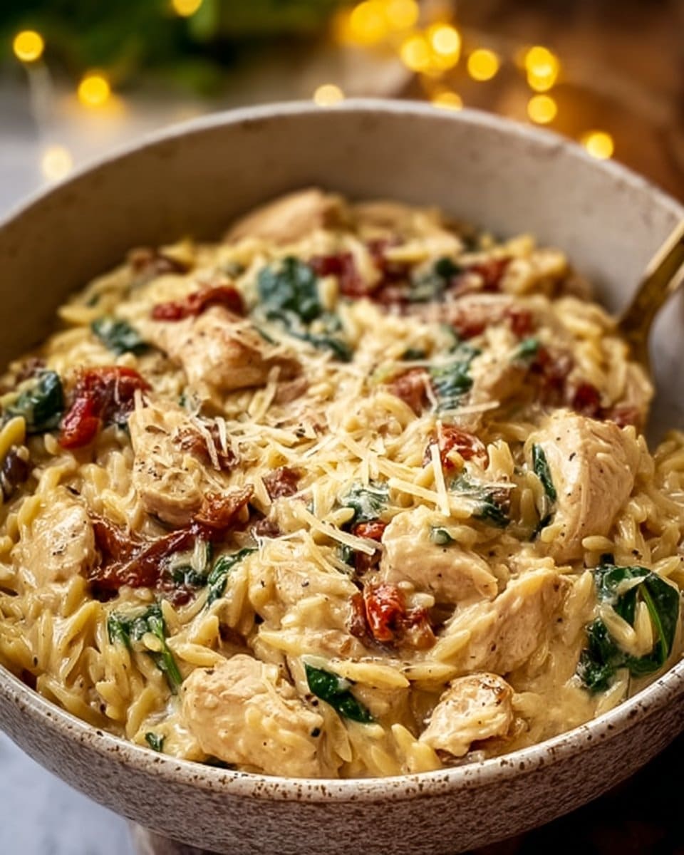 Slow Cooker Creamy Tuscan Chicken Orzo