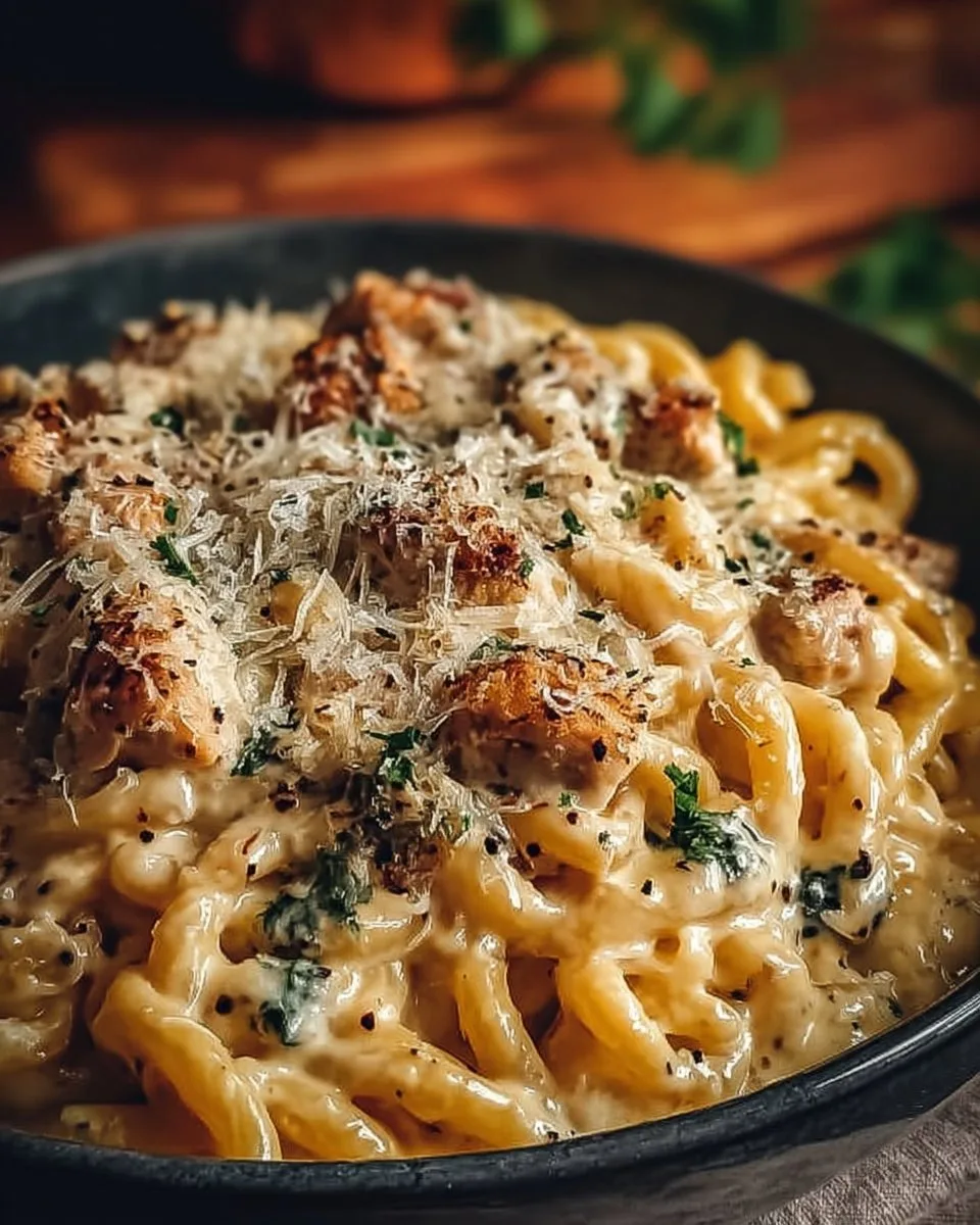 The Best Crockpot Garlic Parmesan Chicken Pasta Recipe
