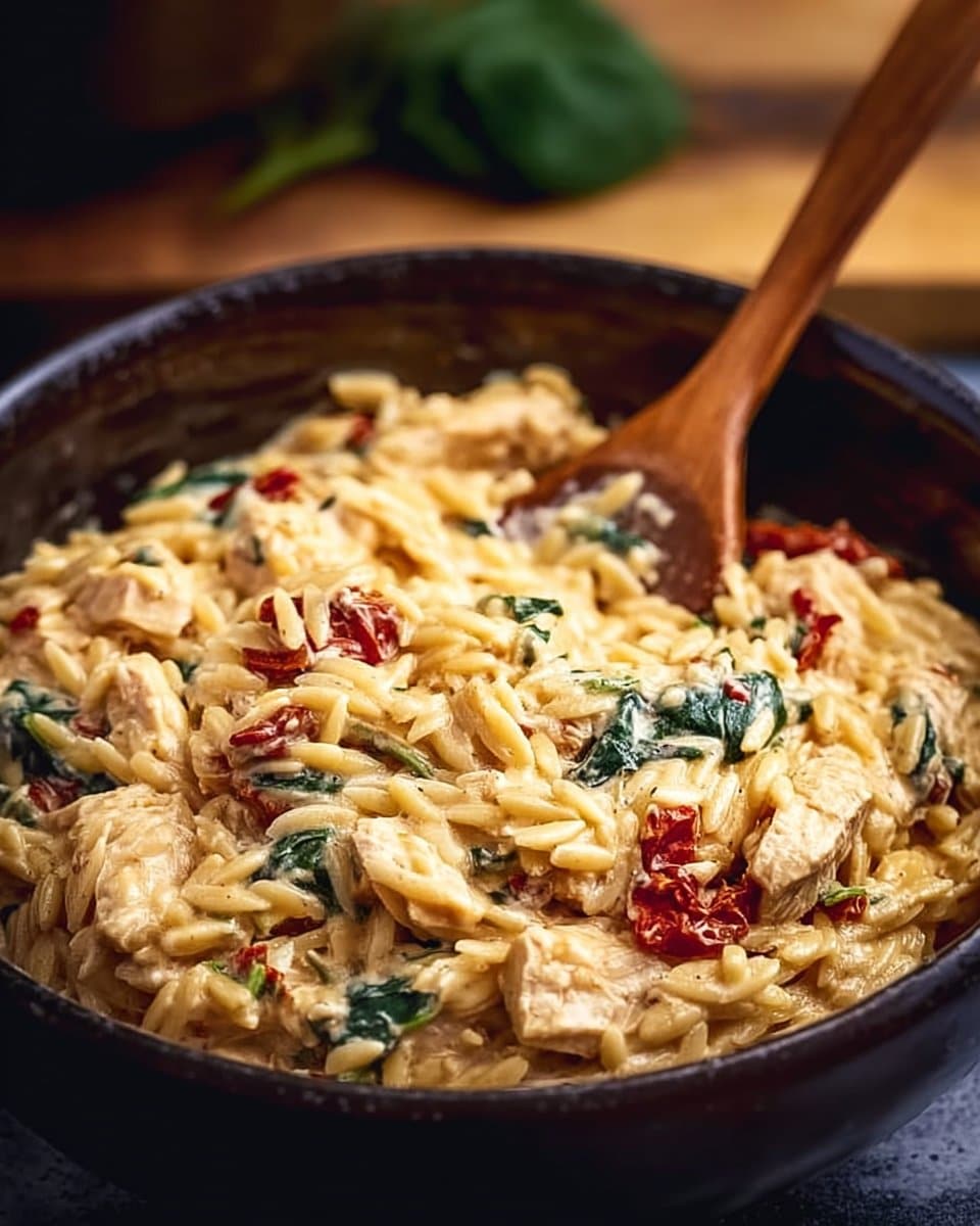Slow Cooker Creamy Tuscan Chicken Orzo