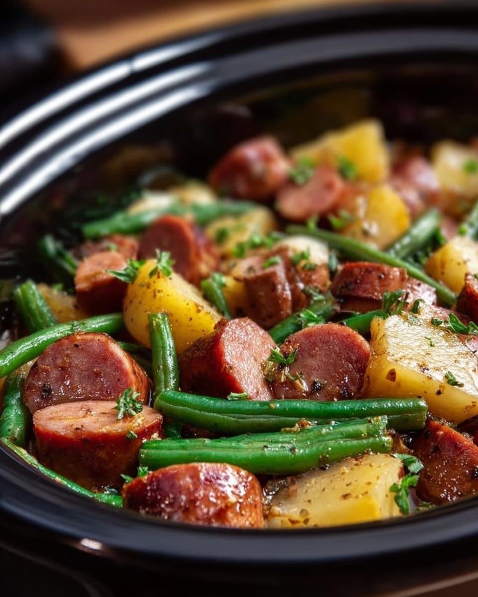 Crockpot Kielbasa and Green Beans