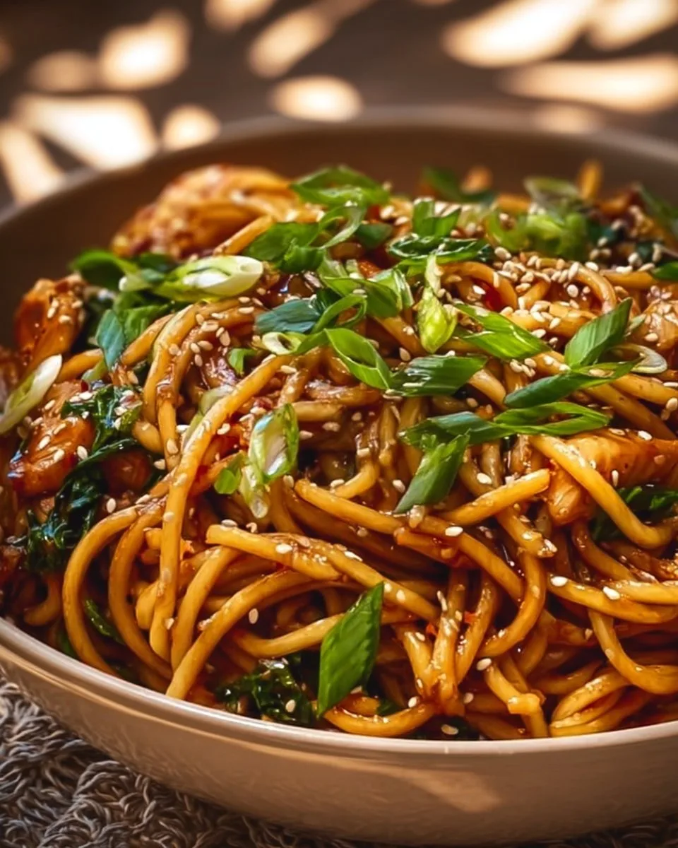 Slow Cooker Honey Garlic Chicken Noodles