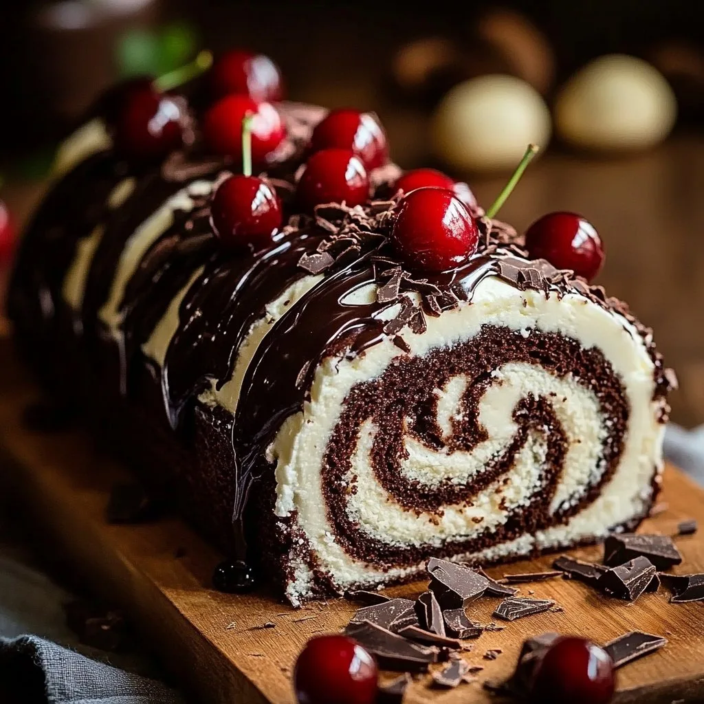Elegant Black Forest Cake Roll