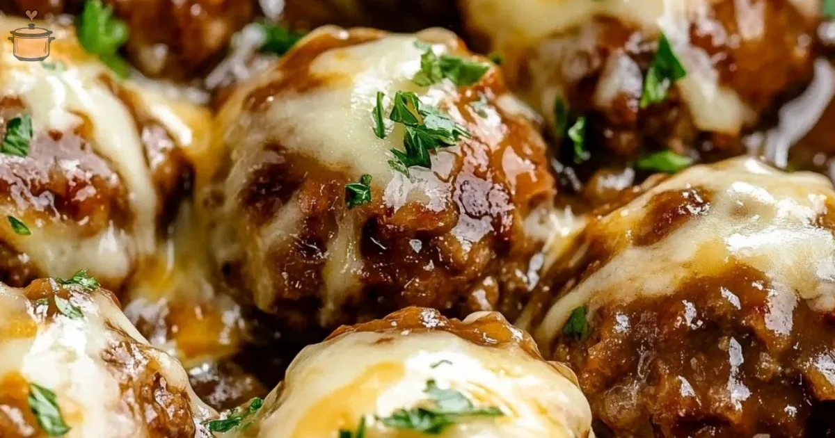 Crockpot French Onion Meatballs