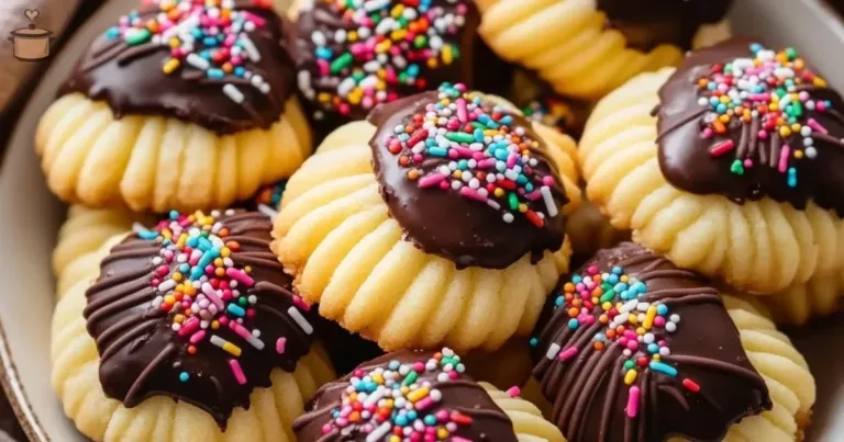Plate of authentic Italian butter chocolate cookies with a rich texture