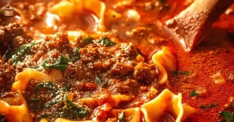 Delicious and hearty one-pot lasagna soup served in a bowl