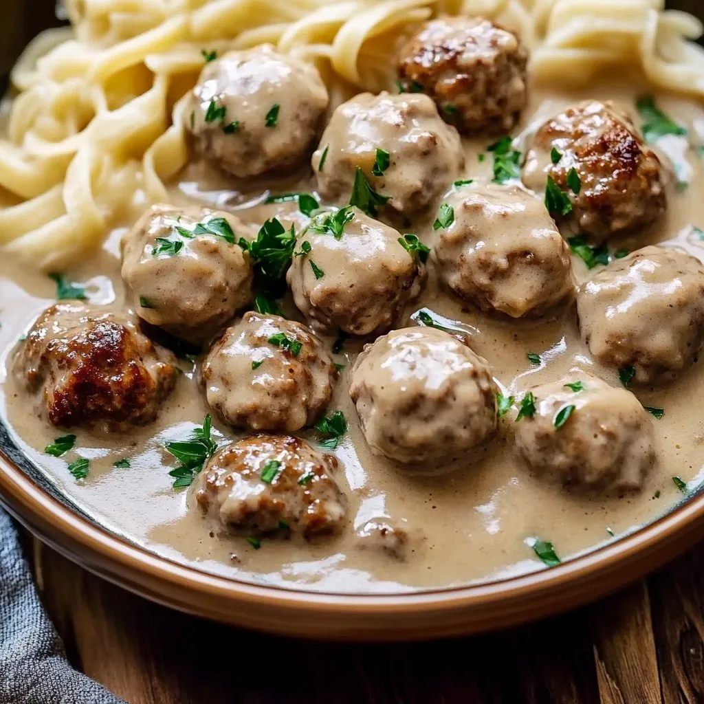 Crockpot Swedish Meatballs with Creamy Gravy