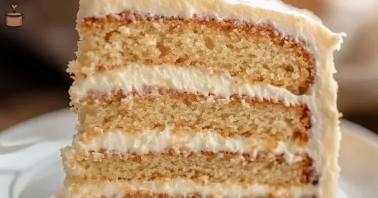 Slice of Cake Mix Italian Cream Cake topped with coconut and pecans.