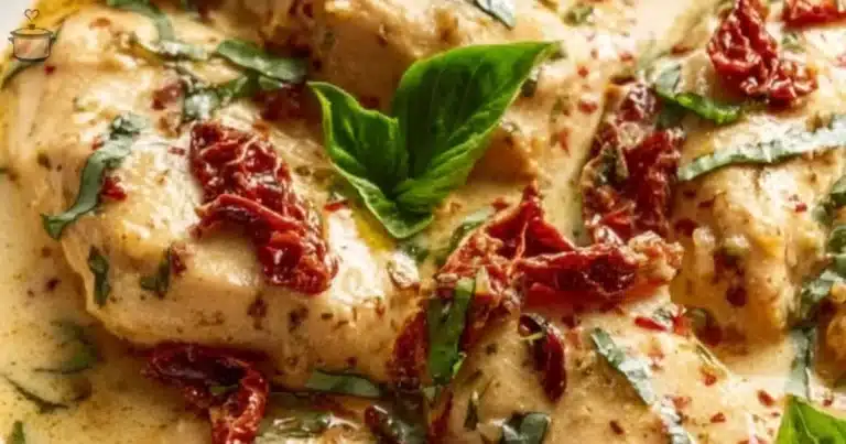 Delicious Crockpot Marry Me Chicken served on a plate with herbs