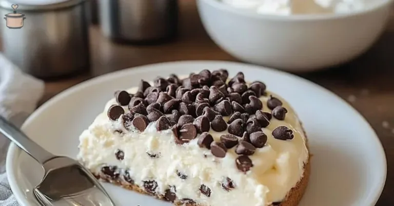 Delicious easy cannoli cake with creamy filling and chocolate chips