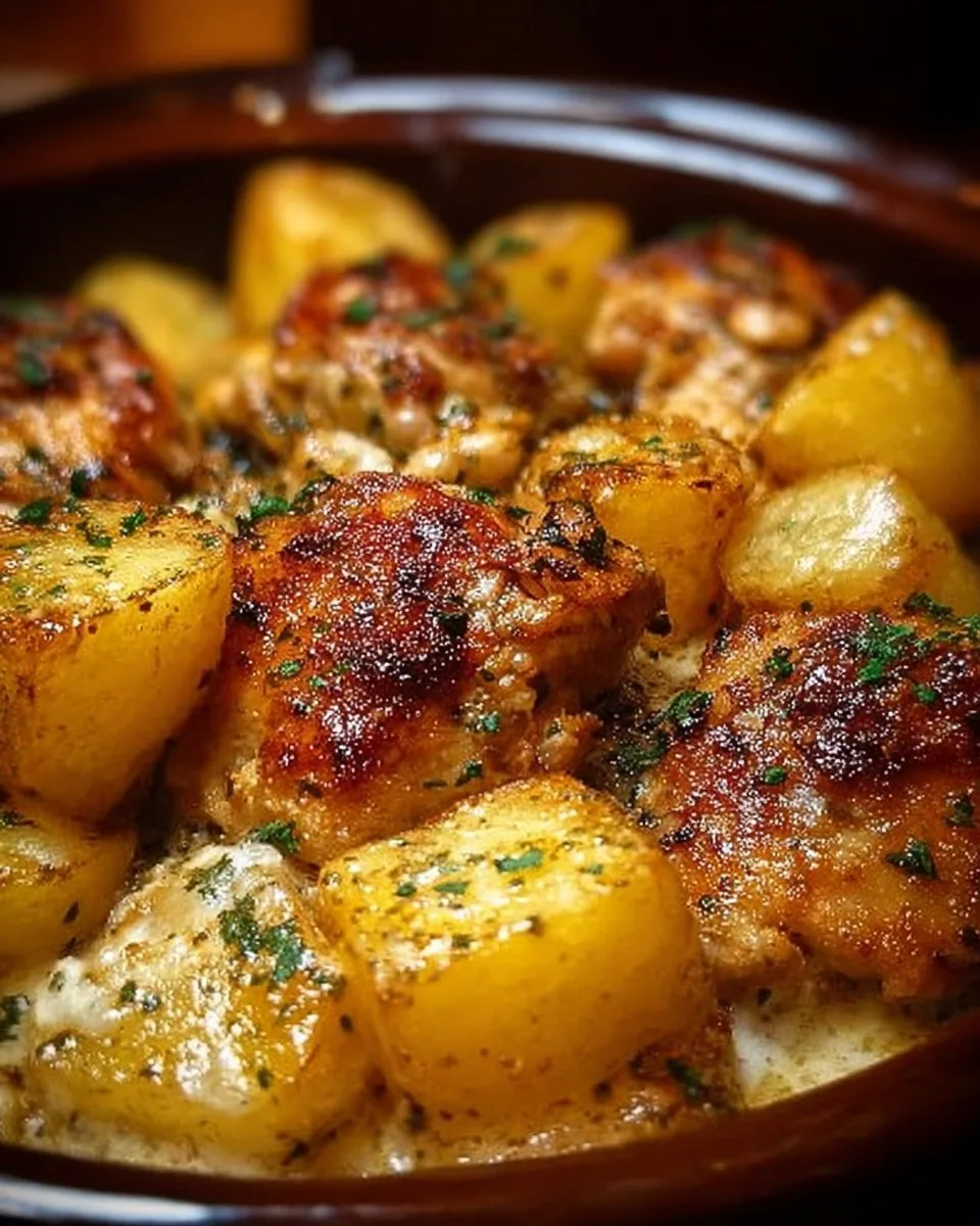 Garlic Parmesan Crockpot Chicken and Potatoes