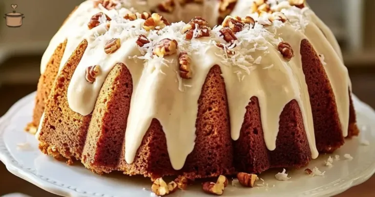Delicious Italian Cream Bundt Cake with frosting and toppings