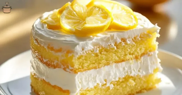 Delicious limoncello cake topped with lemon zest and cream for a refreshing dessert