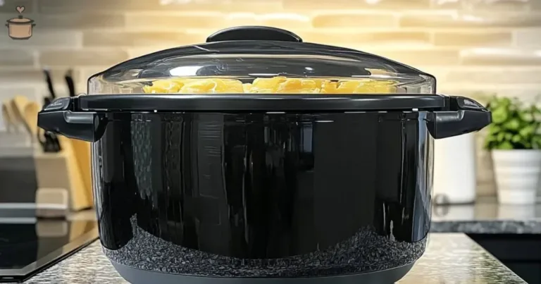 Delicious overnight slow cooker breakfast casserole ready to serve.