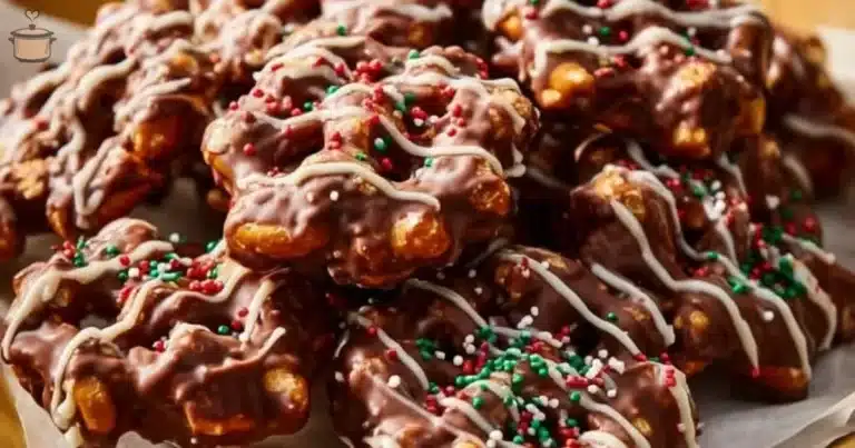 Delicious Peanut Butter Pretzel Crockpot Candy made in a slow cooker