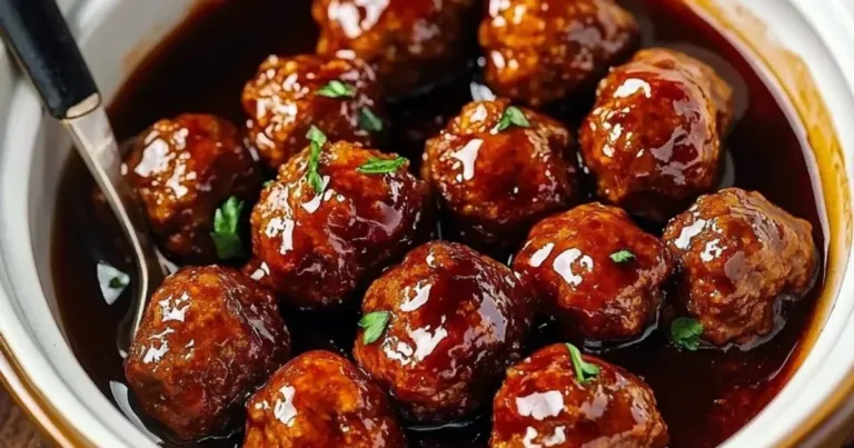 Delicious sweet and tangy meatballs served on a platter